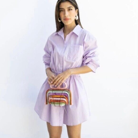 pistola Dresses & Skirts - Pistola Layla Cinched Waist Shirt Dress In Iris